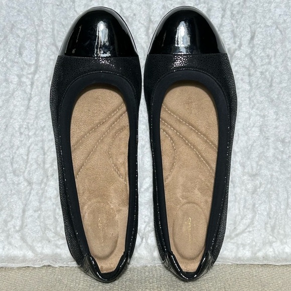 Clarks Womens Black Nubuck Leather Neenah Garden SlipOn Ballet Flats SZ 8 WIDE - Picture 5 of 10